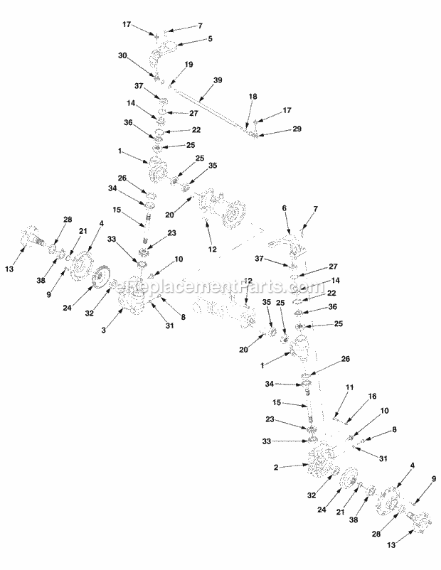 Axle Assembly 4wd Diagram and Parts List for 54AE546-710, 54BE546-710 Cub Cadet Lawn Tractor